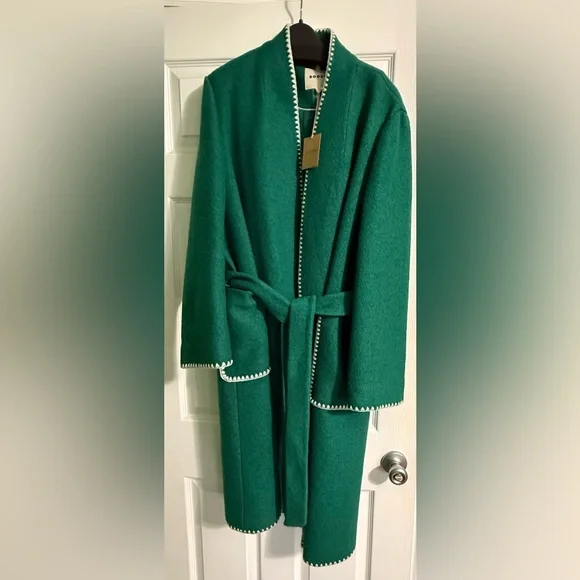 Boden Blanket Stitch Wrap Coat- XL Green Brand New - Picture 1 of 4
